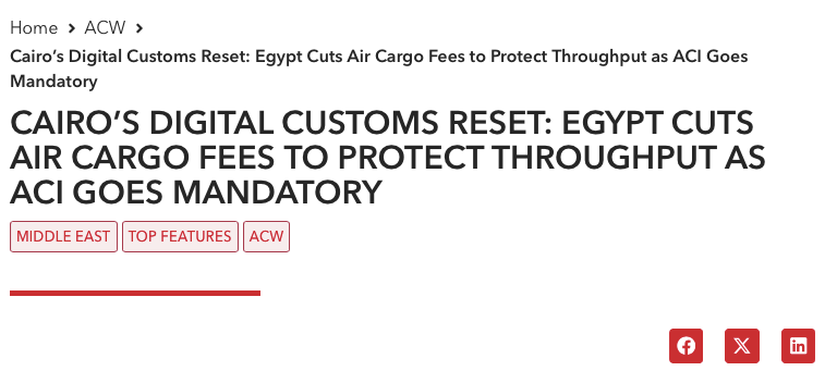 Egypt's Air Freight New Regulations: Logistics Competition Behind the $80 Fee Cut and Opportunities for SME Freight Forwarders